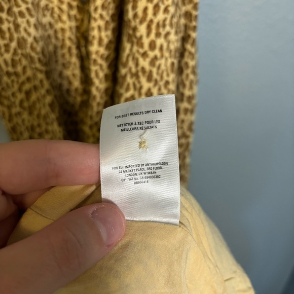 Anthropologie Bolano Leopard Print Midi Button Front Dress Size 0 Boho - Picture 14 of 14